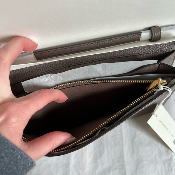 Tory Burch McGraw Wallet Crossbody Bag Silver Maple Gold Taupe Grey Gray - Picture 12 of 16